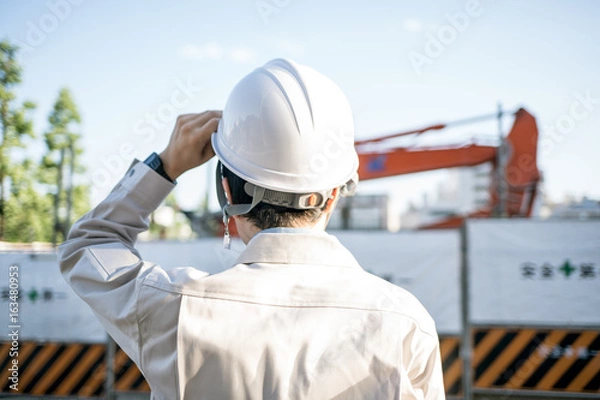 Fototapeta 工事現場にいる男性作業員