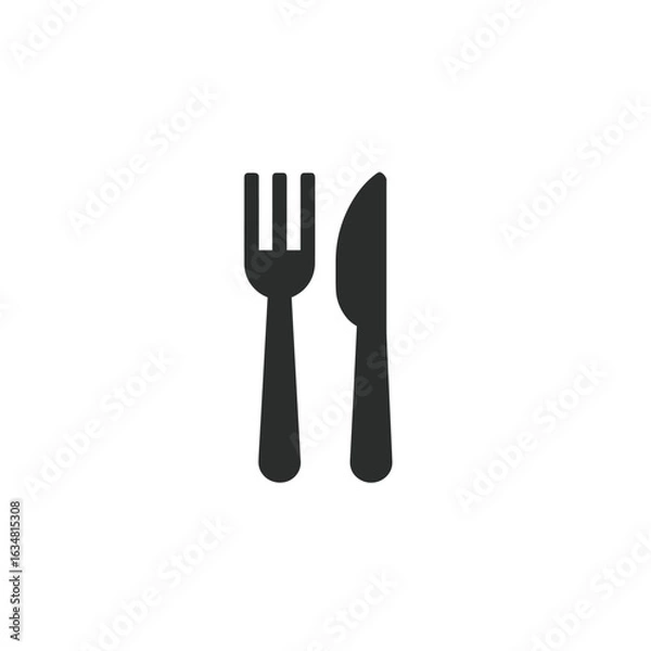 Obraz Simple black fork and knife icon.