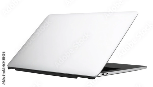 Fototapeta Silver laptop computer, modern technology, portable computing device on transparent background