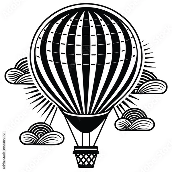 Fototapeta Hot air balloon soaring above clouds with colorful eps