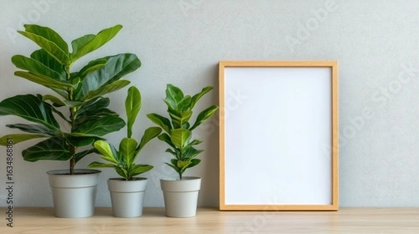 Fototapeta Plants and blank frame for copy space mockup display