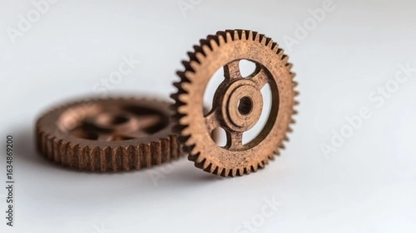 Fototapeta Cogwheels interconnected metal gears mechanical technology