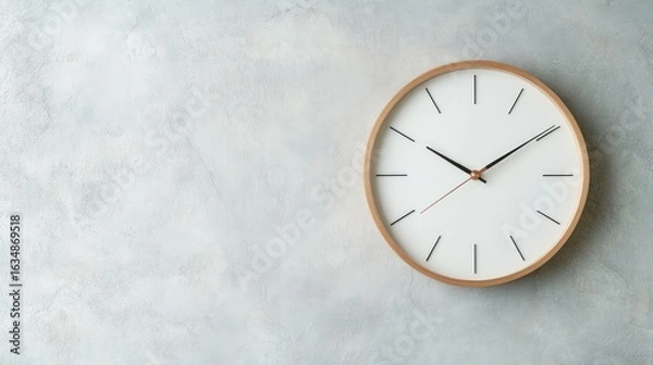 Fototapeta Minimalist clock on textured wall time management concept