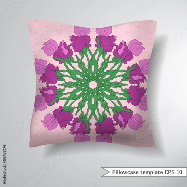 Obraz Creative sofa square pillow. Decorative pillowcase design template. Vector illustration.
