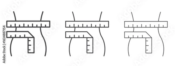 Fototapeta Weight loss icon in line art doodle style. Editable stroke outline sign, eps 10