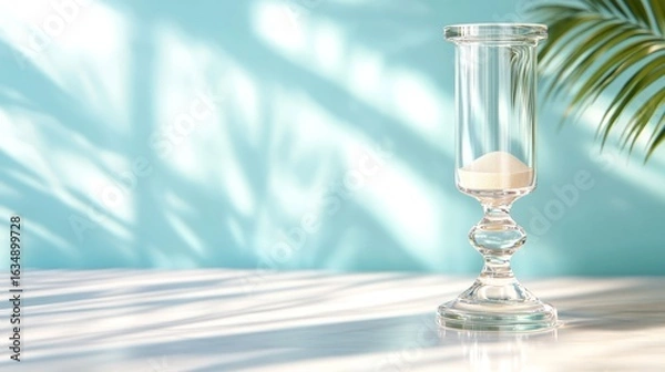 Fototapeta Elegant hourglass with sand on light background time concept