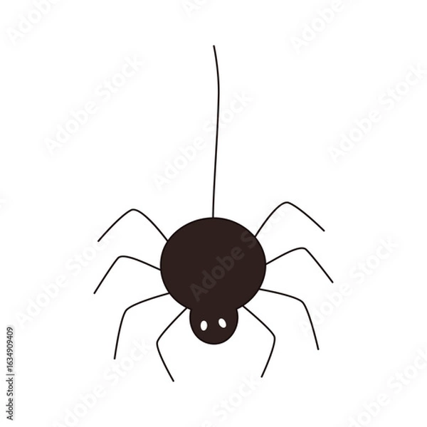 Obraz Black spider silhouette Halloween design isolated on white background