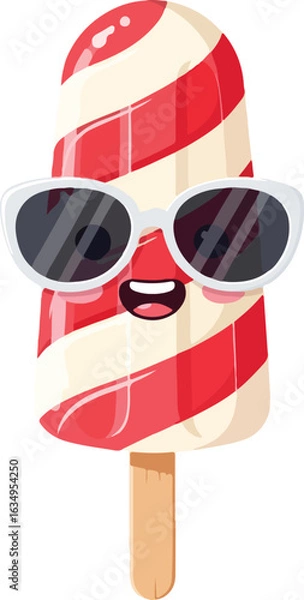 Obraz Cute cartoon popsicle with sunglasses, a refreshing summer treat