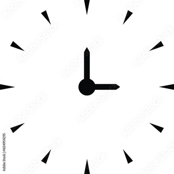 Obraz wall clock vector illustration. Clock showing 3 o'clock