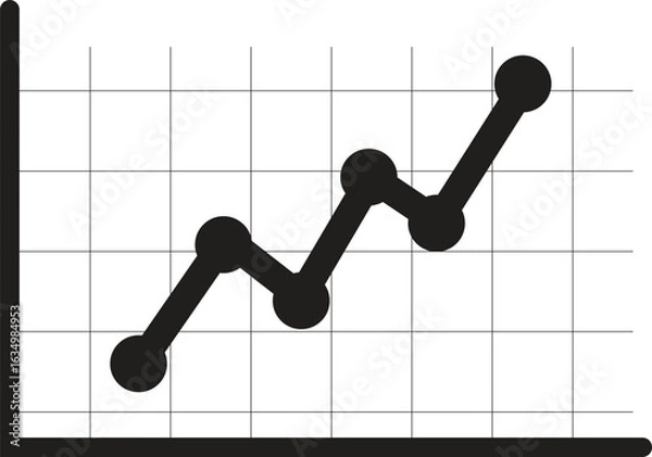 Fototapeta Business Sales Line Graph Vector – Monthly Revenue Growth Chart Illustration, Modern vector line graph showing business sales growth from January to December. Clean infographic design