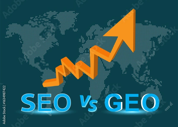 Obraz Increasing website visibility and search rankings. Search Engine Optimization vs Generative Engine Optimization Concept.