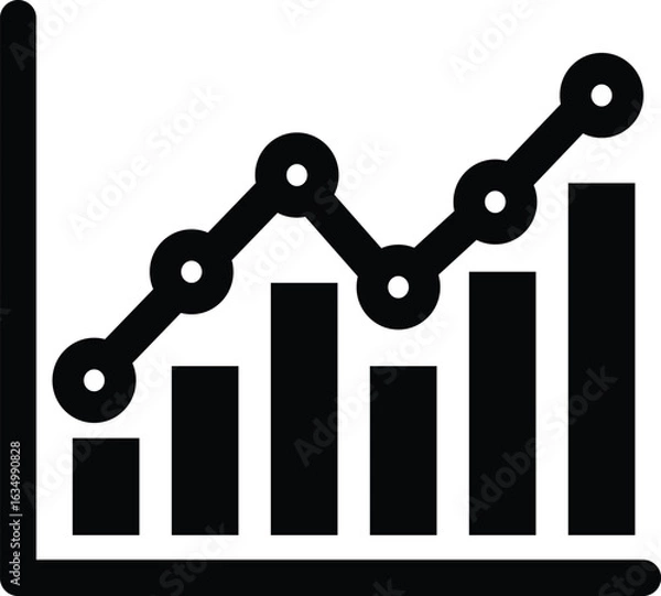 Fototapeta Business Sales Line Graph Vector – Monthly Revenue Growth Chart Illustration, Modern vector line graph showing business sales growth from January to December. Clean infographic design