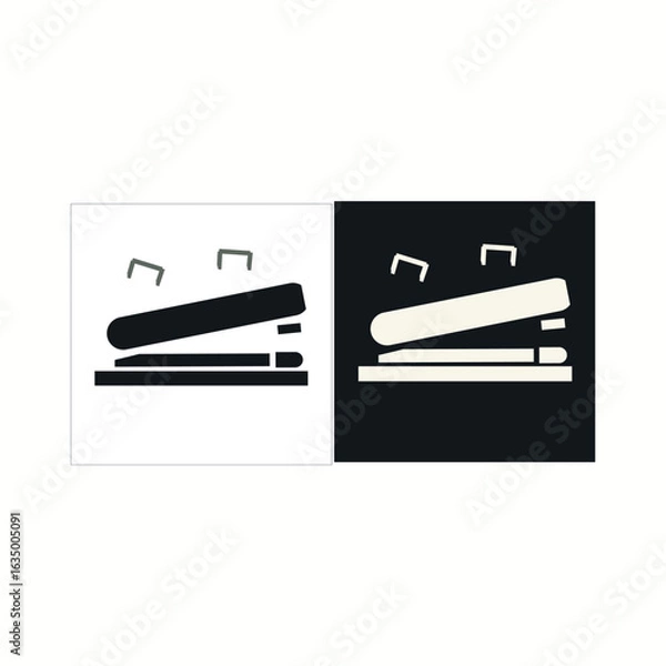 Obraz Stapler Icons. Black, White Vector