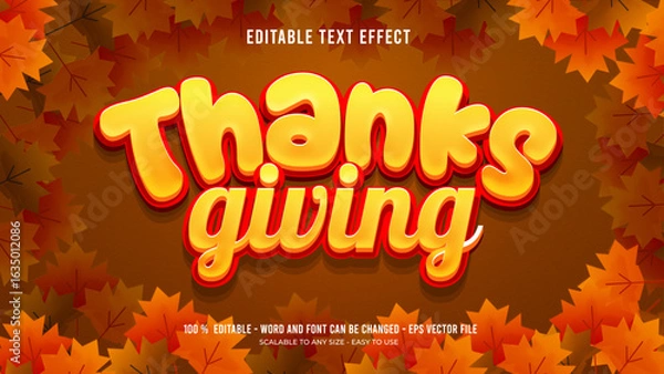 Fototapeta thanks giving editable text effect