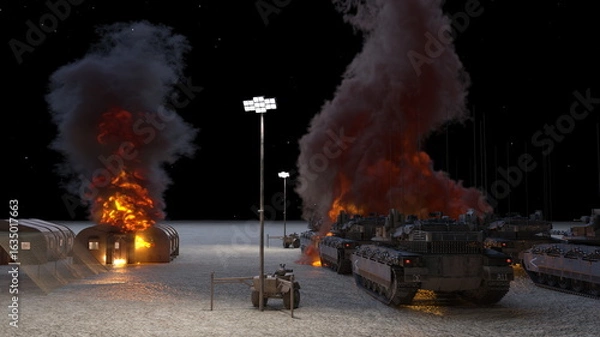 Obraz 軍事キャンプ　3DCGレンダリング
