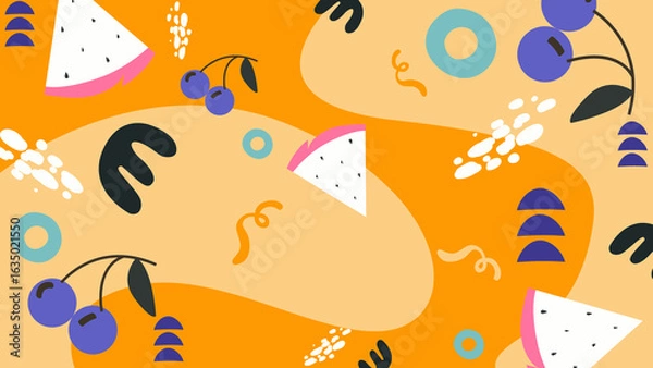 Obraz Watermelon blueberry background