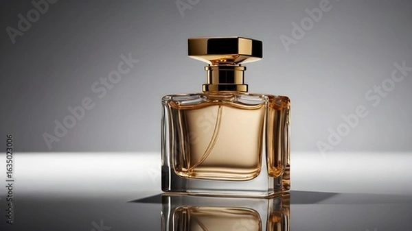Fototapeta Elegant Perfume Bottle on Reflective Surface