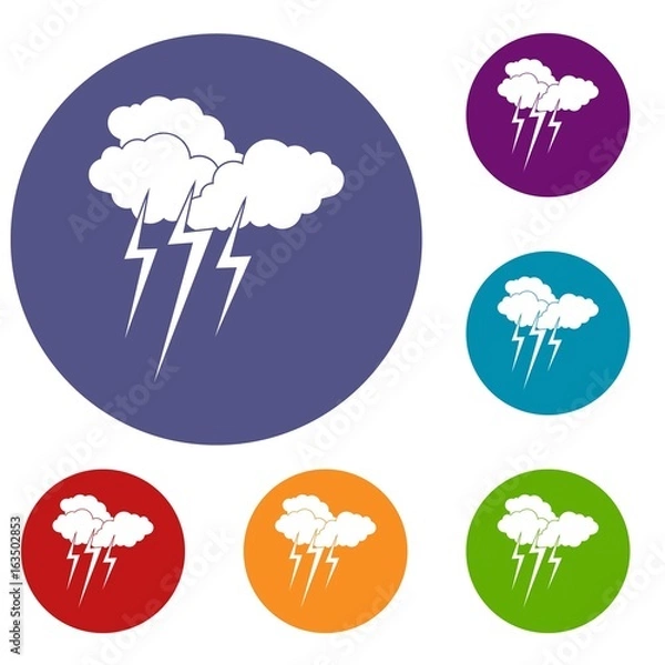 Fototapeta Cloud with lightnings icons set