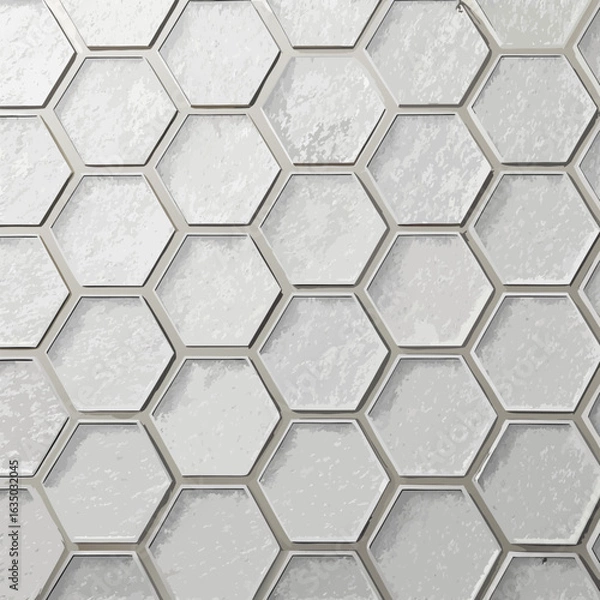 Fototapeta Editable white background with embossed hexagon texture in light grey shadows.