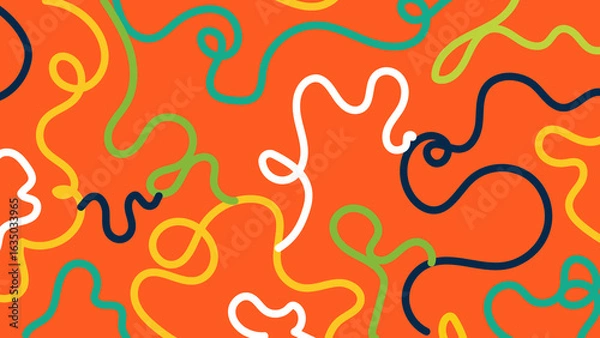 Fototapeta Orange squiggle tangle background