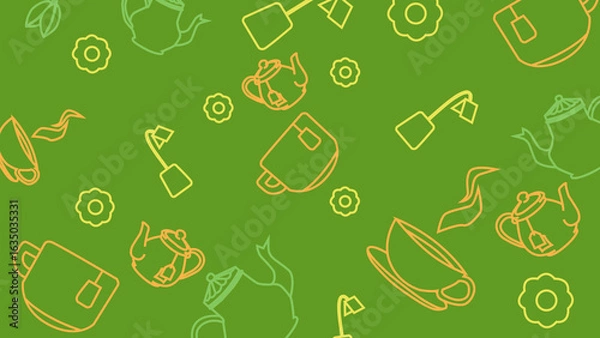 Fototapeta Cups and Flowers Tea Background