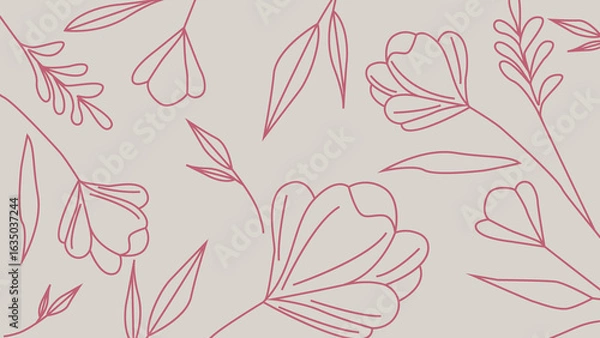 Obraz Minimal Floral Line Art Background
