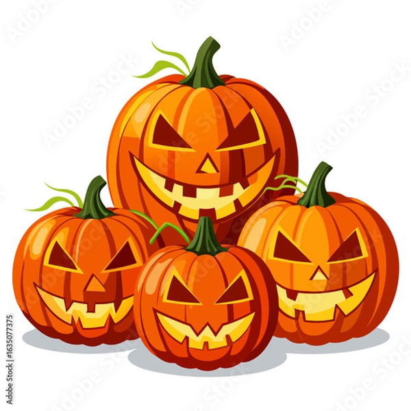 Fototapeta Halloween Jack-o’-Lantern Pumpkin Vector Icons Collection Isolated Set