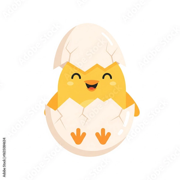 Obraz Flat vector of happy chick hatching from egg