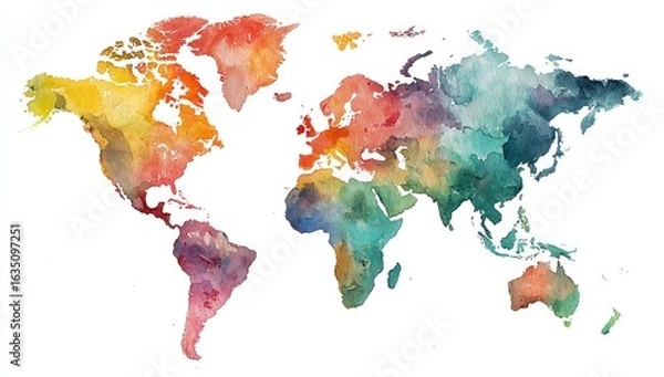 Obraz Colorful watercolor world map (1)