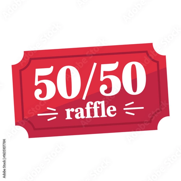 Obraz Red 50 50 raffle ticket with decorative elements