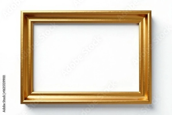 Obraz Elegant gold rectangle frame isolated on white , golden frame, border, photo frame