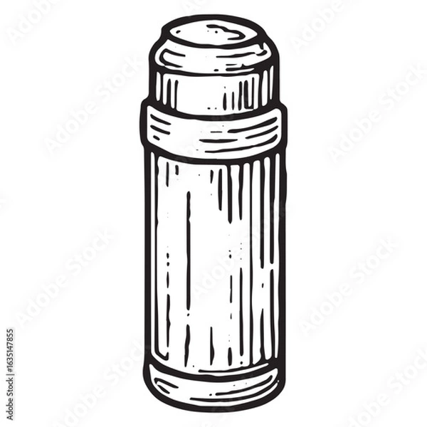 Obraz Insulated thermos sketch, great for camping art, travel designs, and outdoor adventure illustrations