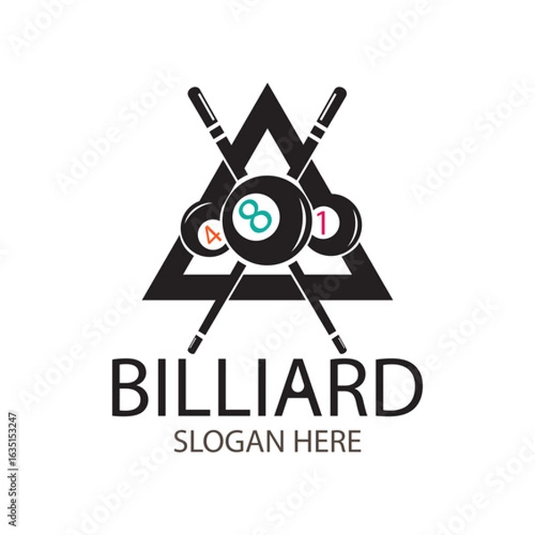 Fototapeta billiard ball logo design vector in flat style