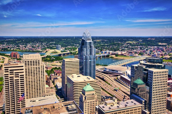 Obraz Aerial view of Cincinnati, Ohio looking toward Kentucky
