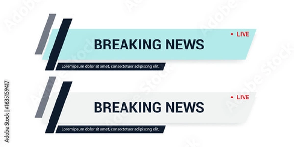 Fototapeta Collection of TV lower third templates, including banners and bars for news, sports, streaming, and broadcasting, ideal for video editing projects.