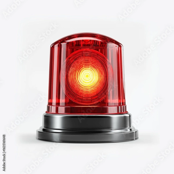 Obraz Red siren isolated on a white background. AI generated