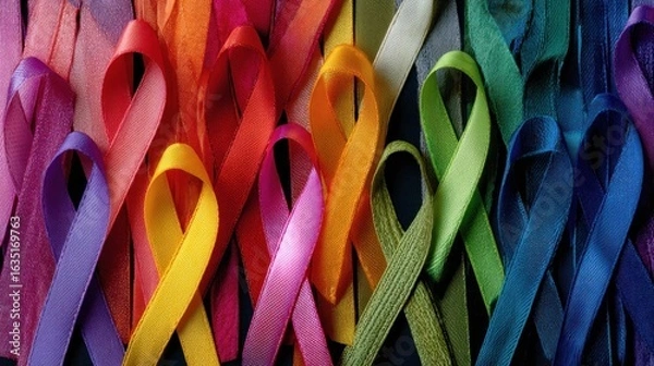 Obraz A Vibrant Tapestry of Hope: Colorful Awareness Ribbons