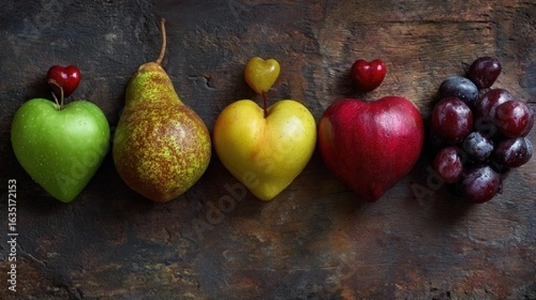 Obraz Heart-Shaped Fruits and Berries Still Life Photography