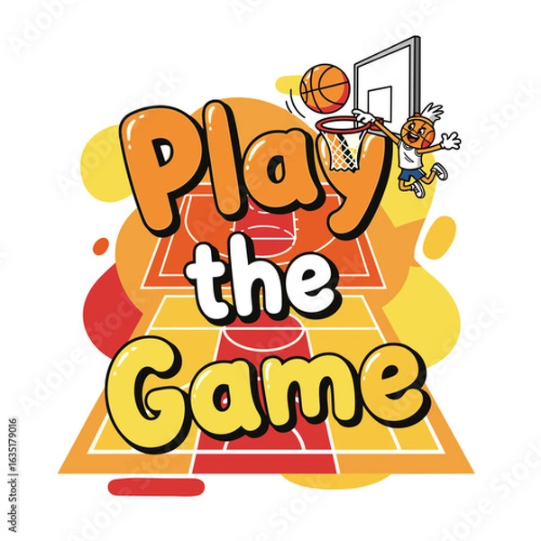 Obraz Playful Basketball Game Illustration with Vibrant Colors and Energetic Atmosphere