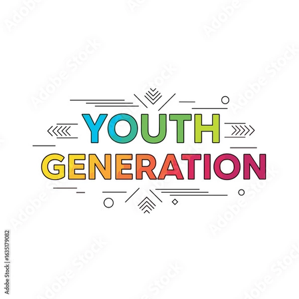 Obraz Colorful Typography Design with Youth Generation Theme and Geometric Elements