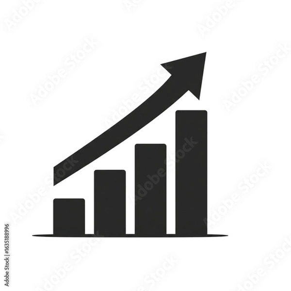 Fototapeta Dynamic upward trending bar graph with arrow signifies business growth, financial success, and positive economic development, perfect for reports and presentations.