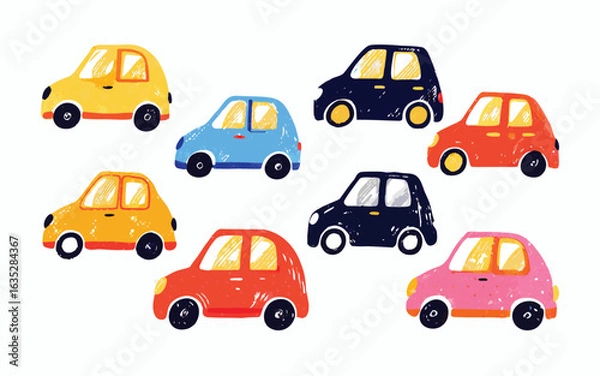 Fototapeta Compact Electric Cars Designed for Urban Commuting, Parked Side by Side