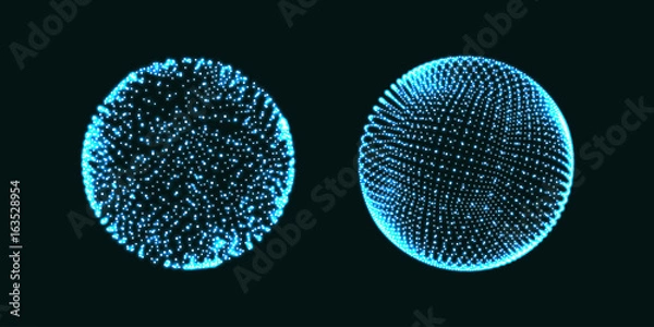 Fototapeta 3d Sphere. Global digital connections. Technology concept. Vector illustration.