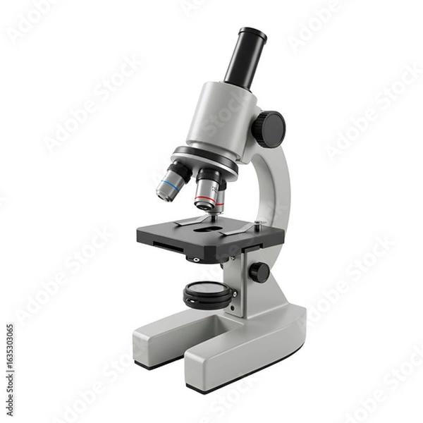 Fototapeta 3D Illustration of a Realistic Isolated Microscope for Scientific Research