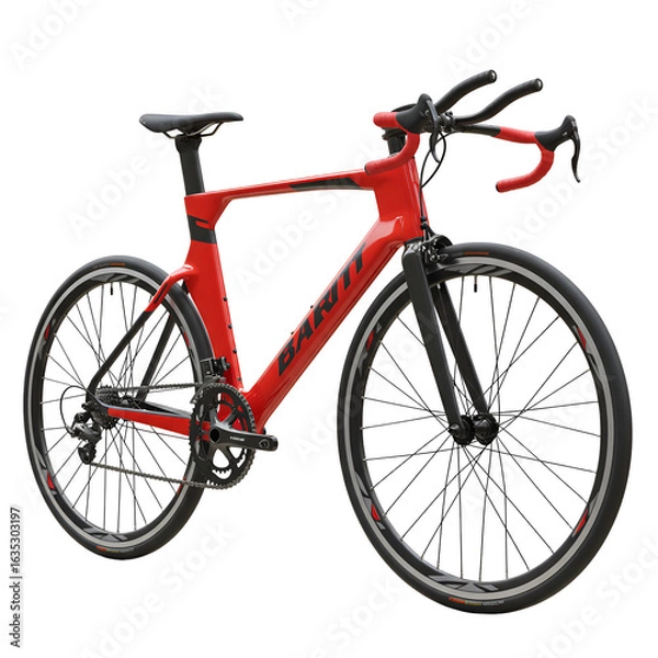 Fototapeta 3D Illustration of a Red Road Bicycle Isolated on a Transparent Background