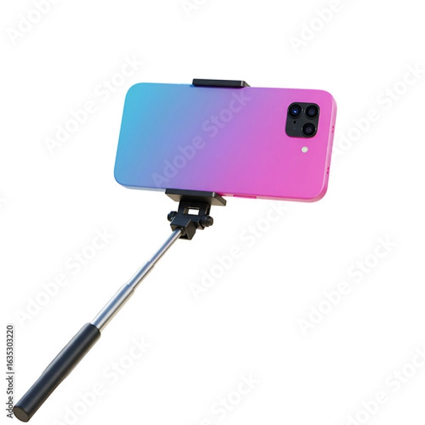Fototapeta 3D Illustration of a Smartphone with Gradient Colors on a Transparent Background