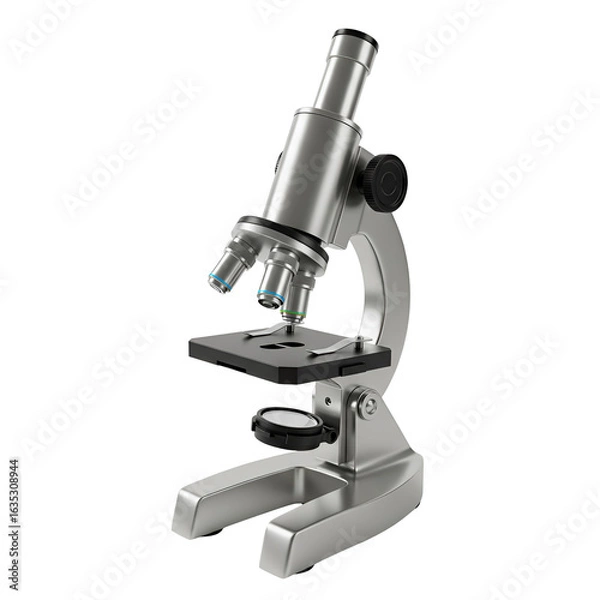 Fototapeta 3D Illustration Of A Silver Microscope Isolated On A Transparent Background