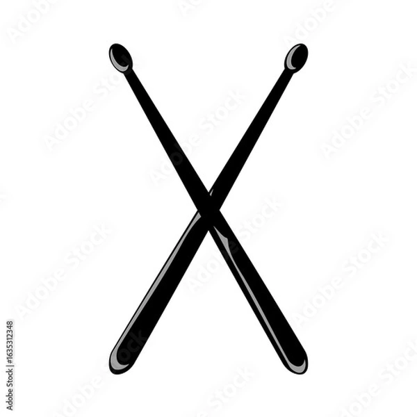 Obraz drum stick silhouette isolated on transparent background 