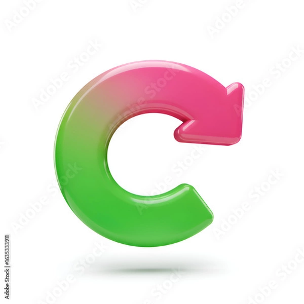 Fototapeta 3D Rendered Gradient Arrow Icon Refresh Symbol on White Background