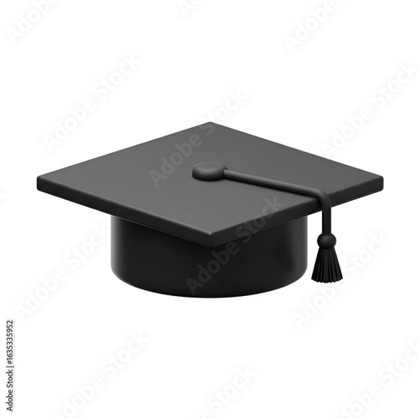 Fototapeta 3D Rendered Graduation Cap Isolated Against a White Background